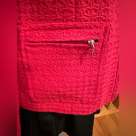 Coldwater Creek Pink Embroidered Geometric Design Zip Up Blazer Sz 8 Fully Lined - Picture 4 of 14